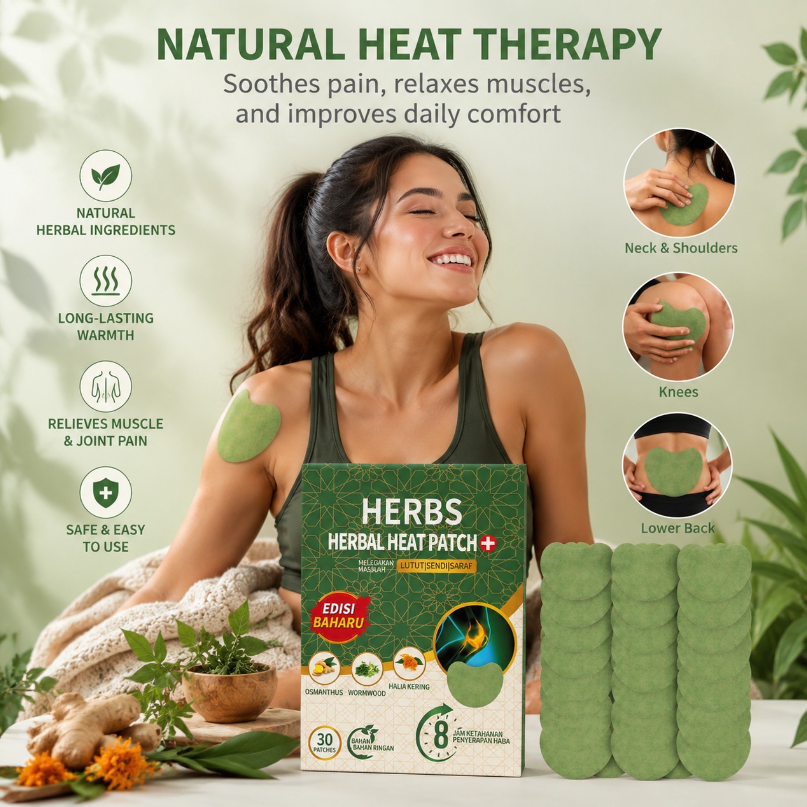 30개 허브 무릎 패치 생강 쑥 추출물 온열 관절 완화 - Herbal Zone 리뷰 및 가격